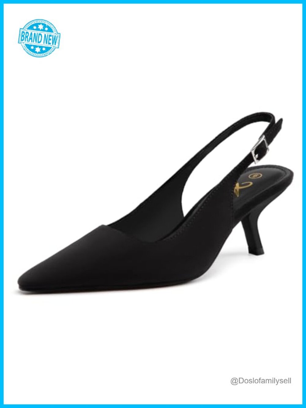 Kitten Heel Slingback Pumps Closed Toe Pointed Toe Faux Leather